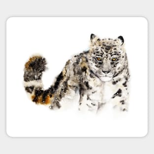 Snow leopard watercolor Magnet
